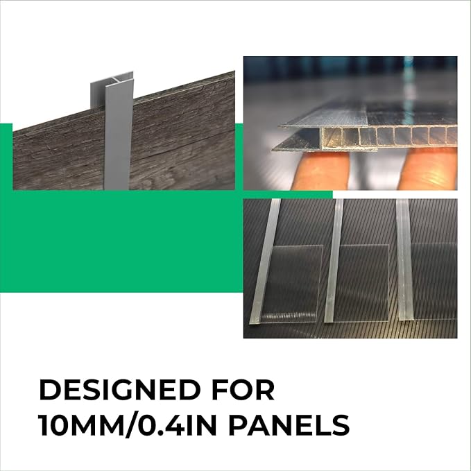 Aluminum H Connectors - Fits 4mm, 6mm, 8mm, or 10mm Twin-Wall Greenhouse Panels, Join 2 Pieces of Panels Together, 4-Foot Length, 10 Pieces (4mm Aluminum H Connectors)