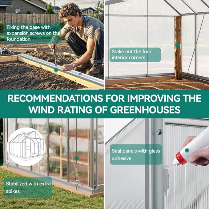 YITAHOME Polycarbonate 6x8FT Greenhouse Heavy Duty Green Houses Outdoor Greenhouses Aluminum Sliding Doors Vent Window Premium Large Sun House for Garden Backyard, Black