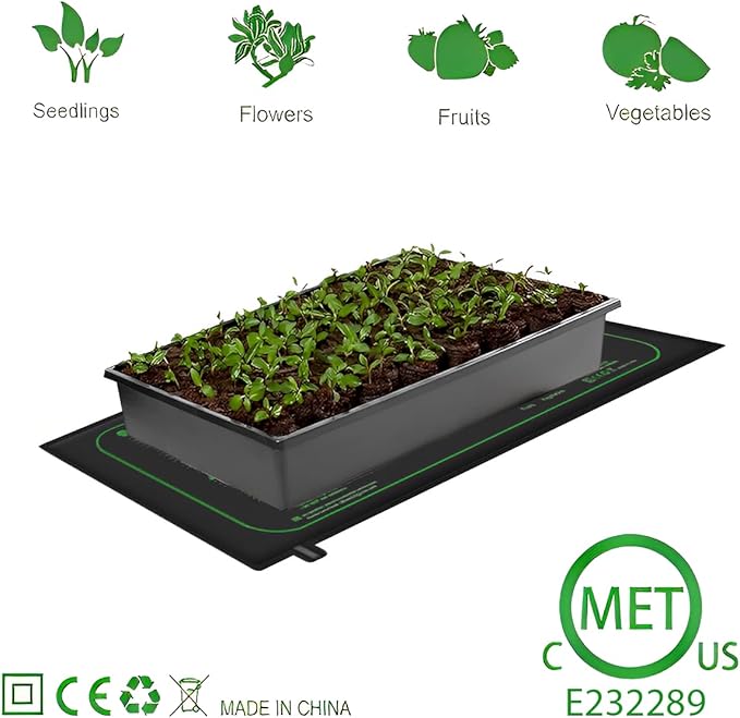 1 Pack 21W Seedling Heat Mat for Seed Starting,10" x 20.75" Waterproof Heating Pad for Indoor Plants Germination(M)