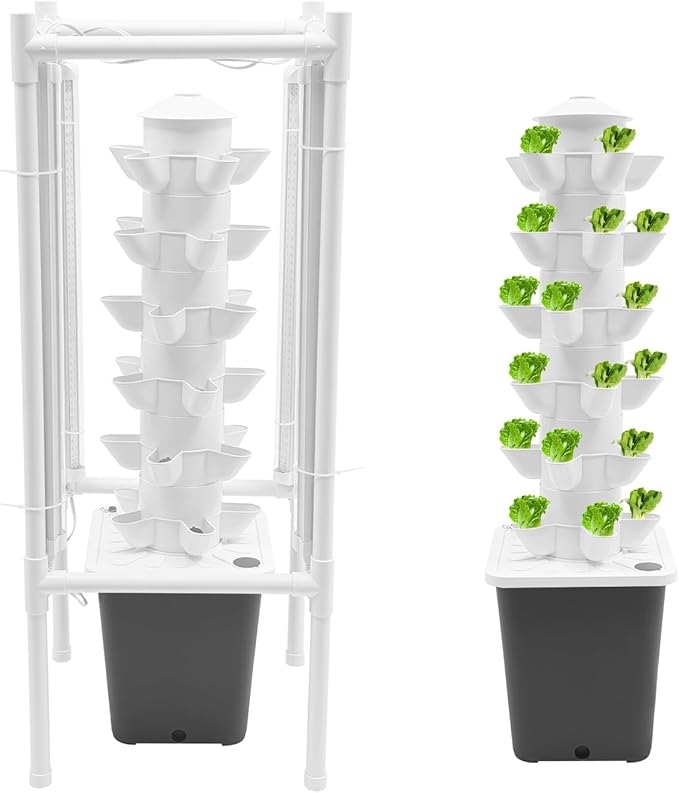 Hydroponic Growing System, Planter Germination Tower with Pump, 30 Pods Indoor Gardening Vertical Garden Planter Indoor Smart Garden Kit for Gardening Lover Herbs,Fruits (Grey)