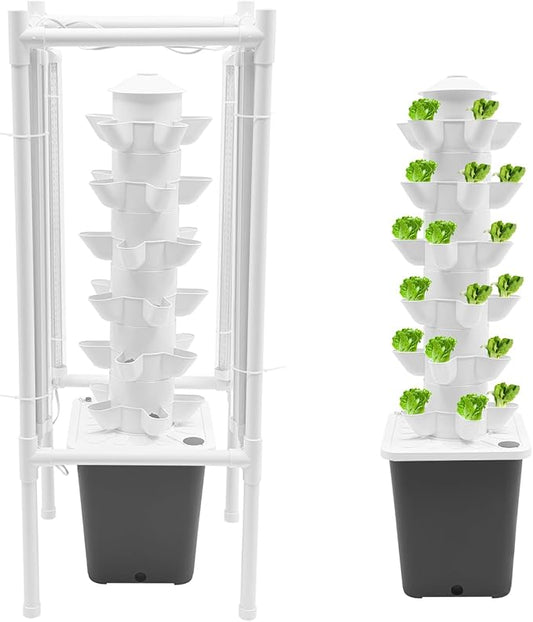 Hydroponic Growing System, Planter Germination Tower with Pump, 30 Pods Indoor Gardening Vertical Garden Planter Indoor Smart Garden Kit for Gardening Lover Herbs,Fruits (Grey)