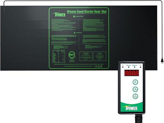 iPower Seedling Heat Mat Heating Pad 48"x20" with Digital Thermostat Combo Set, Waterproof for Indoor Seed Starting and Plant Germination