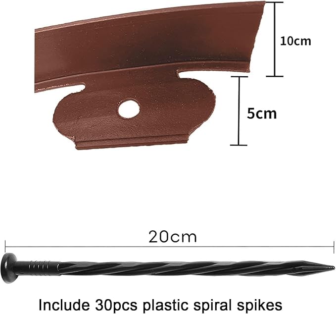 Garden Edging,66ft Garden Border Edging Landscape Edging Border【4 INCH Hight】 Lawn Edging Border Include 60 Stakes, Paver Edging for Yard, Lawn, Gardens (Brown)