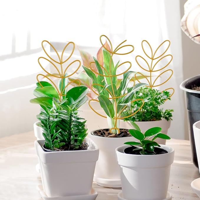 8 Packs Gold Metal Wire Trellis for Potted Plants, Climbing Plants, Indoor Houseplant Lover, Hoya, Pothos, Flower, Monstera