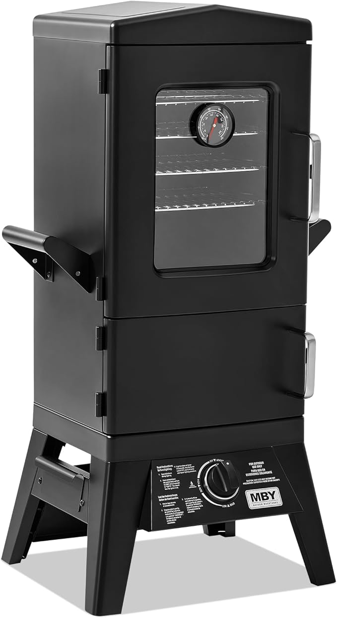 Large Vertical Propane Smoker Grill – 4-Rack Outdoor Gas BBQ Smoker with Temperature Control, Heavy Duty Design & Weather-Resistant Cover for Meat, Fish, Ribs