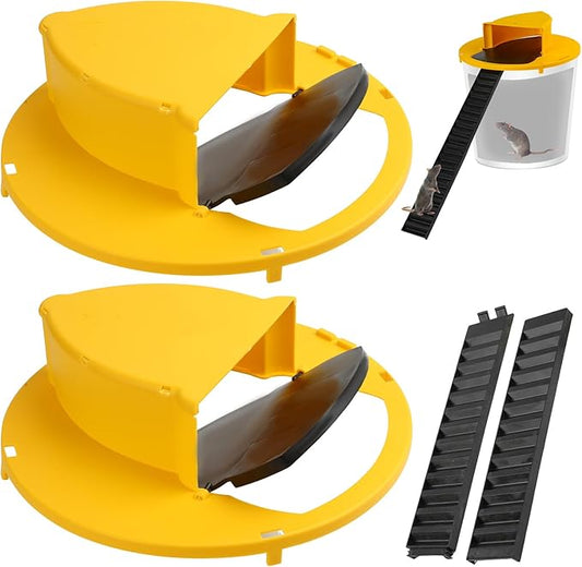 Mouse Trap Bucket Lid Indoor Outdoor,Humane,Auto Reset Compatible with 5 Gallon Bucket (2P)