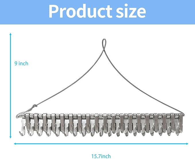 16" Pond Rake,Weed Removal Tool, 50ft Thicker Rope，Double Sided Weed Cleaning Tool Rake，or Pond, Lake, Rivulet