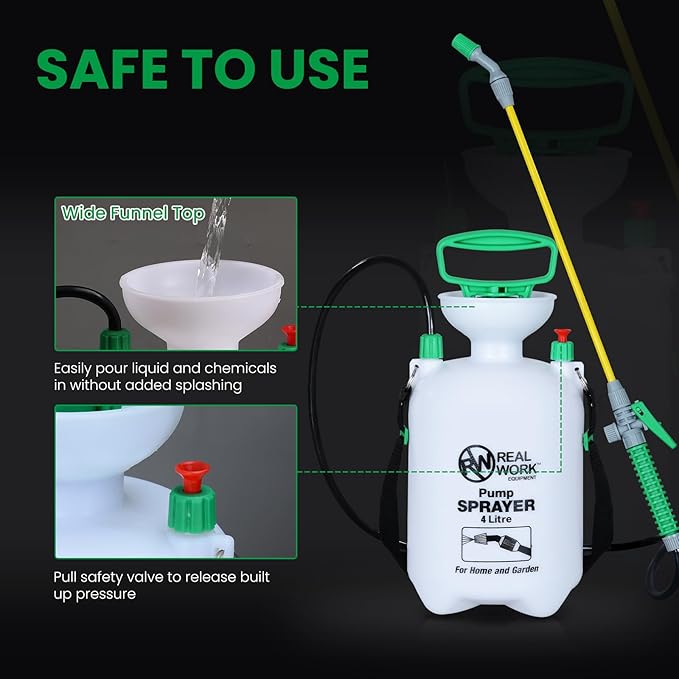 REALWORK 2pk 1-Gallon Handheld Tank Sprayer with Easy-Carry Shoulder Strap for Lawn, Garden, Yard, in Translucent White