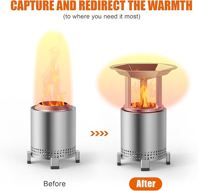 KEESHA Heat Deflector for Mesa Solo Stove 5’’, 304 Stainless Steel Heat Diffuser with 3 Detachable Legs, 1.4 lbs Masa Fire Pit Accessories-Capture Warmth & Expands Heat Radius, 7.8’’