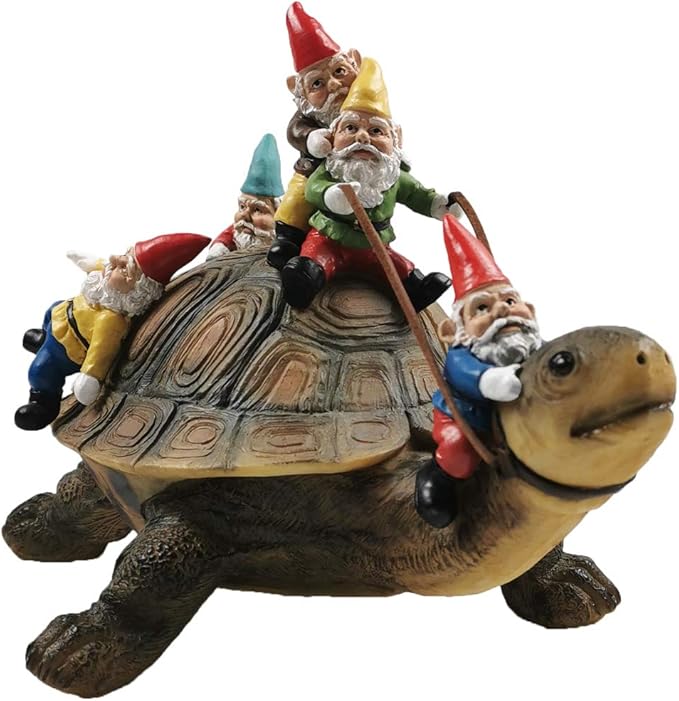 Sunthus Garden Gnome Turtle Statues Yard Art Resin Figurine Decorations Outdoor Garden Décor