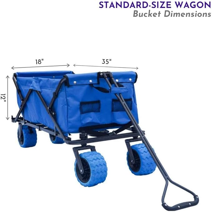 Impact Canopy Folding Collapsible Utility Wagon with All-Terrain Wheels, Royal Blue