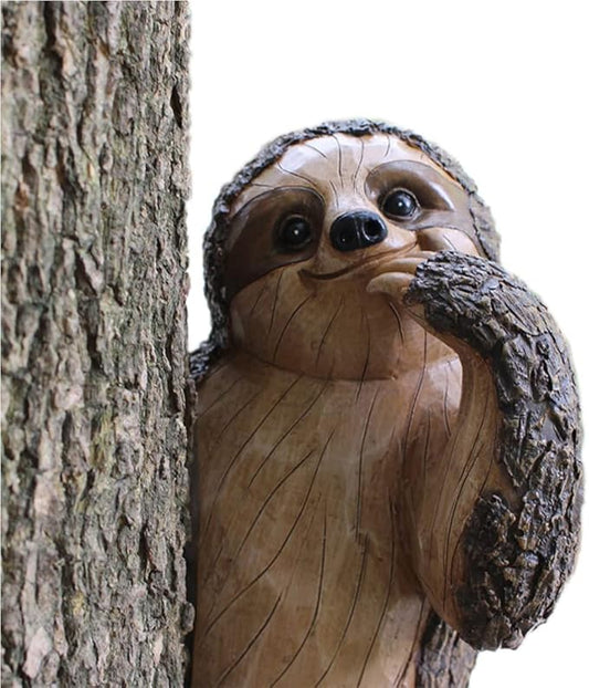 Sloth Tree Hugger, Outdoor Decorations, Resin Garden Sculpture Ornament, Tree Peeker Statue, Summer Gardening Gifts for Housewarming, Handmade with Details, Durable & Waterproof