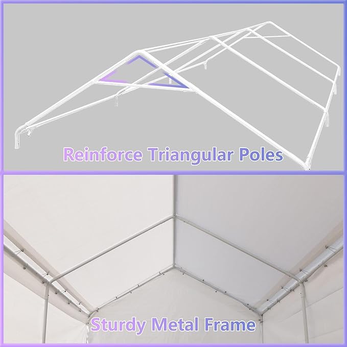 LVUYOYO Carport, 10'x20' Heavy Duty Car Canopy, Outdoor Portable Carport with Removable Sidewalls, All Weather Garage Tent for Car, Truck, Boat, Party