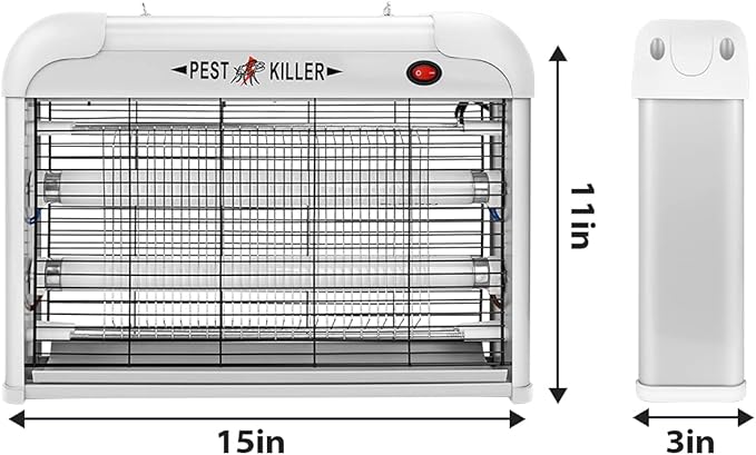 Indoor Electric Bug Zapper, 2800V Powerful Flying Insect Mosquito Killer w/ 20W Blue Light Attract, Plug-in Pest Control Machine for Moth, Fruit Fly, Fungus Gnat, Garage Bug Catcher/Eliminator/Trap