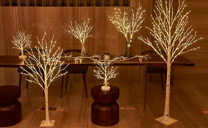 Birchlitland Lighted Birch Branches 32IN 100 LED with Timer Battery Operated, Artificial Tree Branch with Warm,Willow Branch Lights for Home Bedroom Fireplace Christmas Holiday Decoration