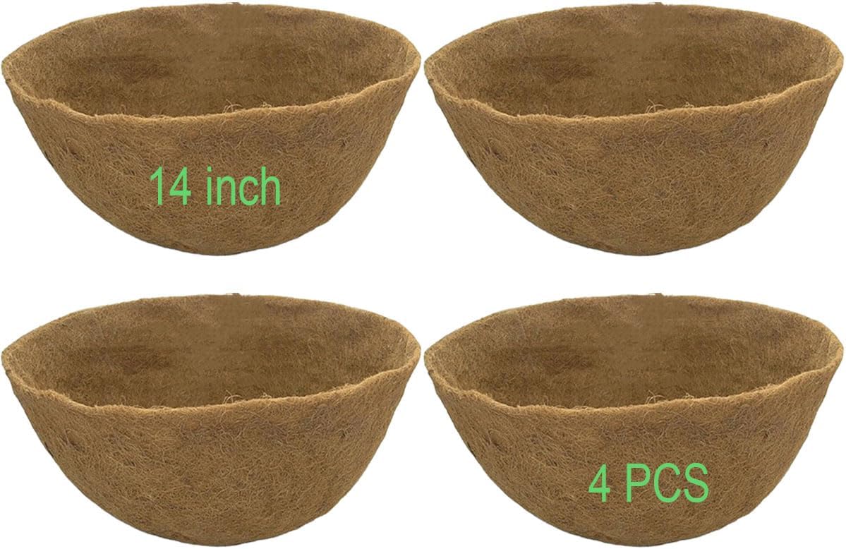 Coco Liners for Planters 14 Inch 4PCS Circle Replacement Plant Basket Liners Coco Fiber Liner for Hanging Basket