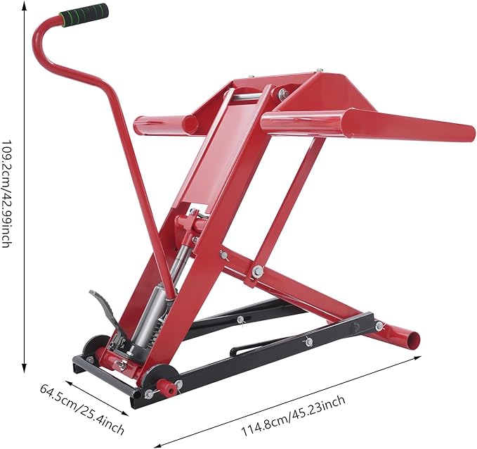 Lawn Mower Lift, 350Lbs Lawn Mower Lift Carbon Steel Hydraulic Lift Jack Lawnmower Lift Tool Adjustable Lawnmower Lifts w/Hydraulic Foot Pedal for Garden Tractors All-Terrain Maintenance and Repair