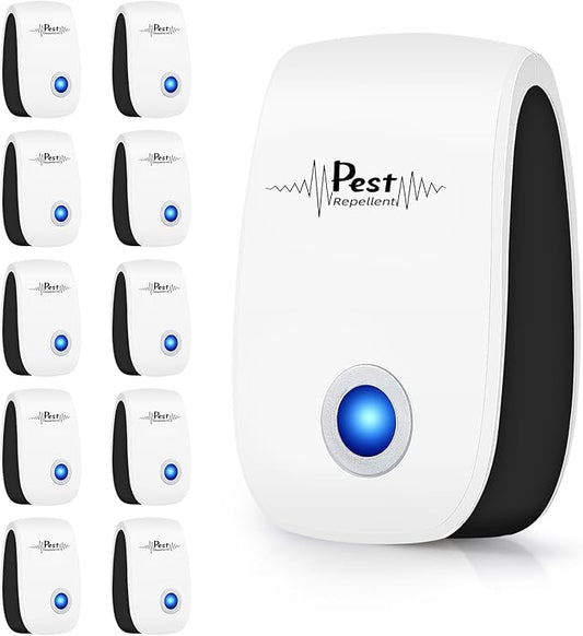 10Pack Ultrasonic Pest Repeller Electronic Mouse Repellent Ultrasonic Plug in Mice Repellent Indoor Sonic Electronic Plug in Pest Controlfor Insect,AntBugs,Spide,Rat,Cockroach (Red)