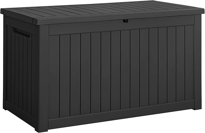 Devoko XXL 230 Gallon Resin Large Deck Box Waterproof Outdoor Storage Box Loackable for Patio Furniture Cushions and Garden Tools(230 Gallon, Black)