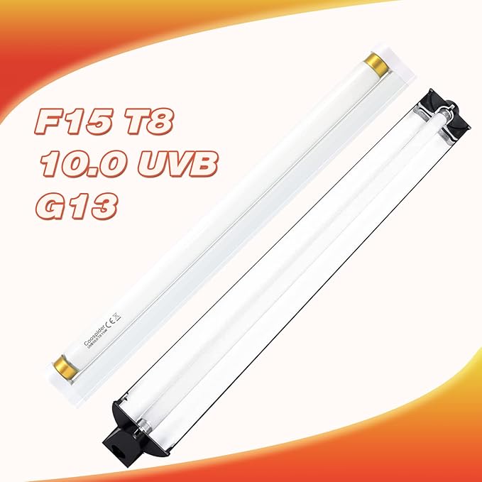 Hypool 2-Pack UVB Reptile Light 10.0 Bulb 15W 18inch T8 Fluorescent Desert Lamp UVA for Bearded Dragon Tortoise Reptile & Amphibian (15W 18inch 10.0 Bulb G13)