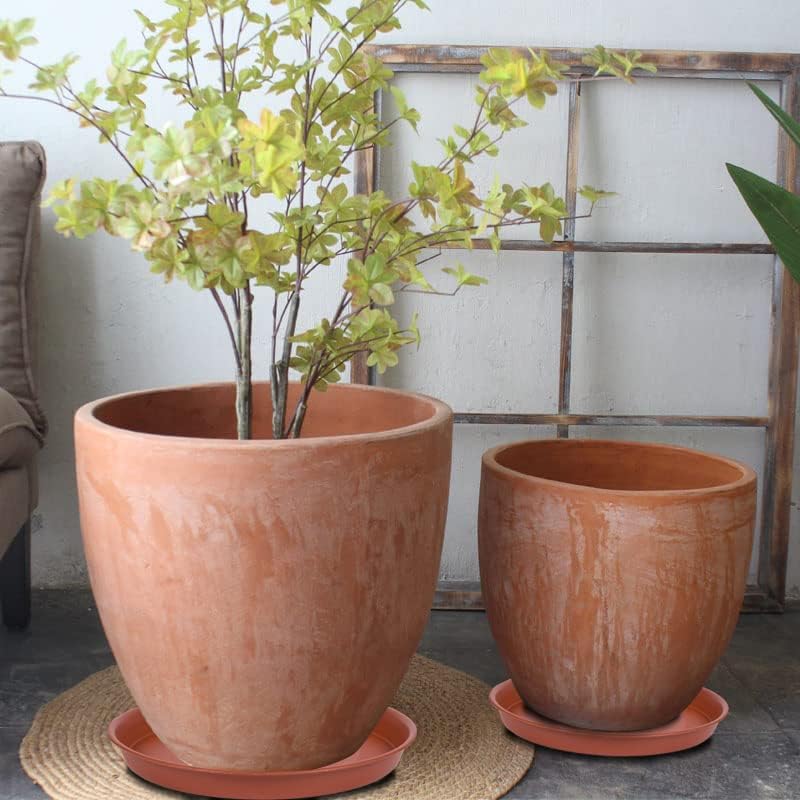 6 Pack of 8 inch Plant Saucer, Heavy Duty Plastic Plant Drip Trays 8" Round, Plant Dishes Saucer, Flower Plant Water Trays for Indoors, Plate for Planter 7-9" (8 inch, Terracotta)