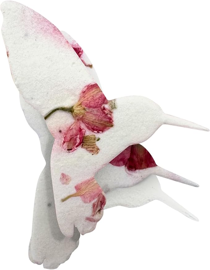 Set of 24 Pink Hummingbird Seed Paper – Plantable Seed Paper Embedded with Wildflower Seeds for Funeral, Memorial & Other Milestone Celebrations