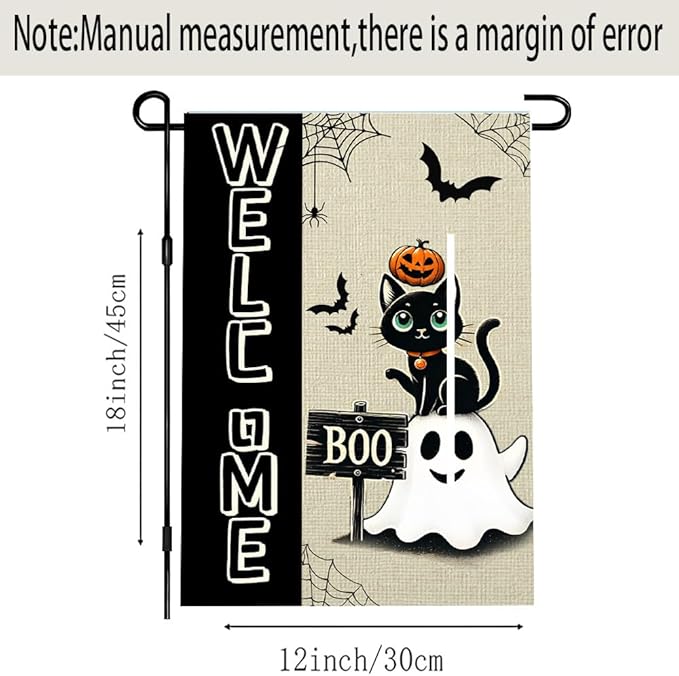 Halloween Black Cat Garden Flag 12x18 Inch Double Sided Polyester Outdoor Flag