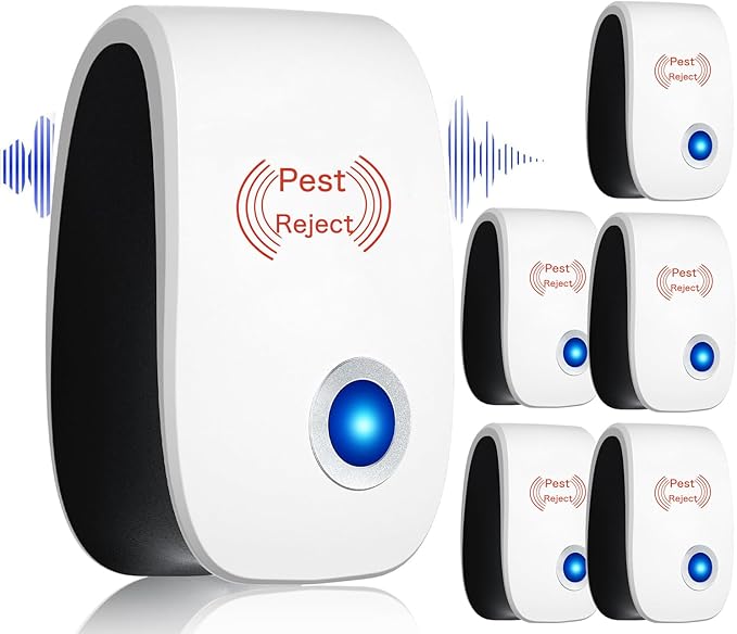 6 Pack Ultrasonic Pest Repeller Indoor Mouse Repellent Pest Repellent Ultrasonic Plug in for Spiders, Mices, Mosquitoes, Roaches, Mouse, Rodent, Bugs, Ants, Flies