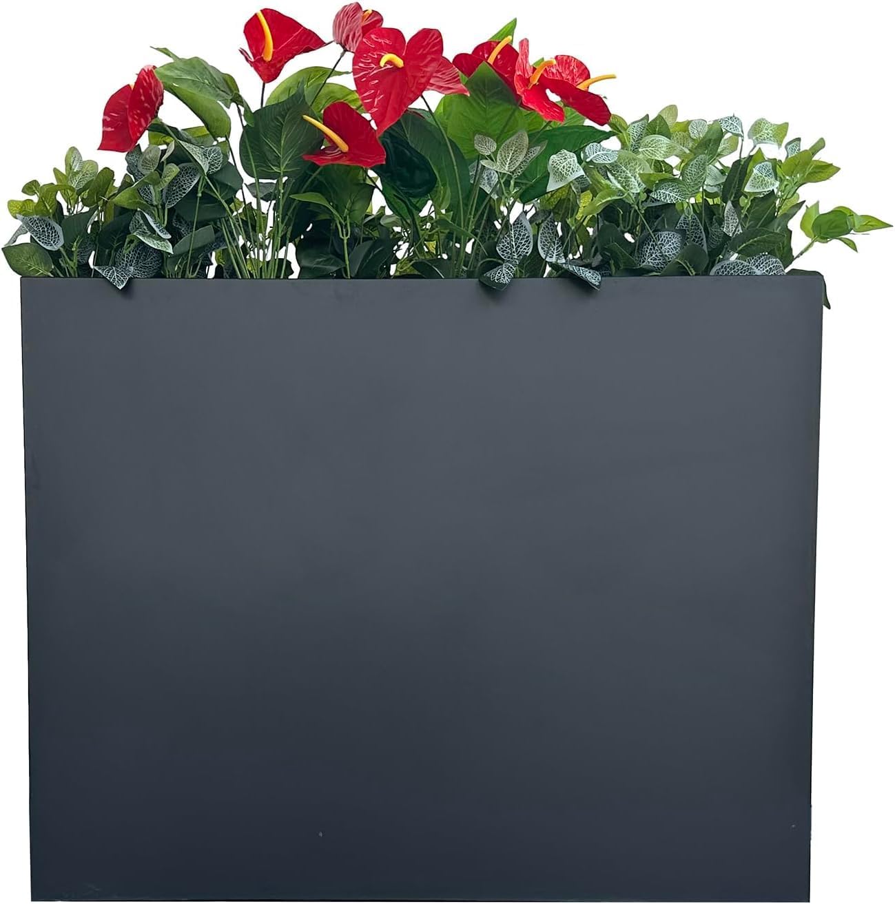 38" L x 13" W x 30" H Metal Tall Rectangular Planter - Large Planter Box for Outdoor Patio/Porch Modern Design for Plants, Flowers, Garden,Spliced Flower Pot (Black)