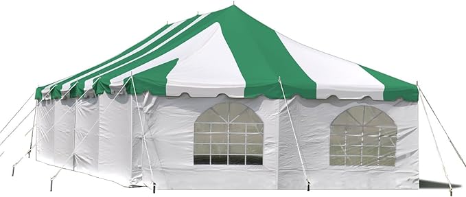 Party Tents Direct 20'x 40' Weekender Canopy Pole Tent with Sidewalls - Easy Up Canopy Tent with 160 Person Capacity - Outdoor Canopies for Parties, Weddings, and Events (Green/White)