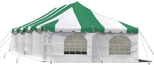 Party Tents Direct 20'x 40' Weekender Canopy Pole Tent with Sidewalls - Easy Up Canopy Tent with 160 Person Capacity - Outdoor Canopies for Parties, Weddings, and Events (Green/White)