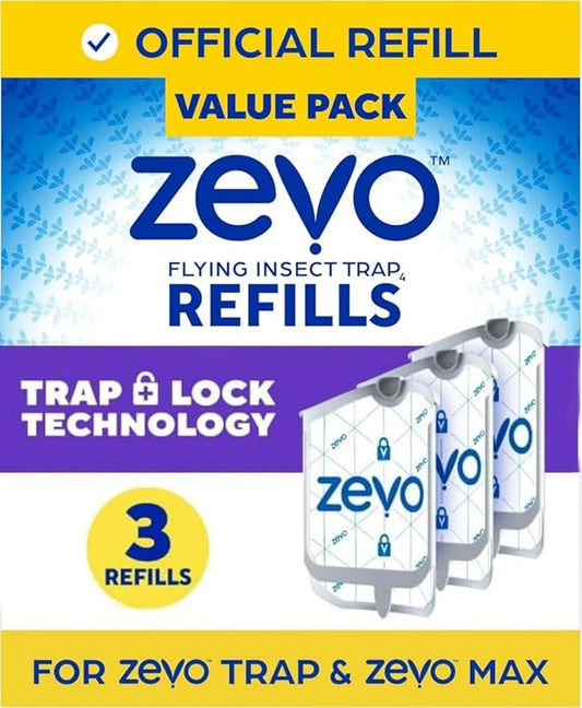 Zevo Indoor Insect Trap Refill Cartridges – 3 Refill Pack for Use with Zevo Indoor Plug-in Flying Insect Traps