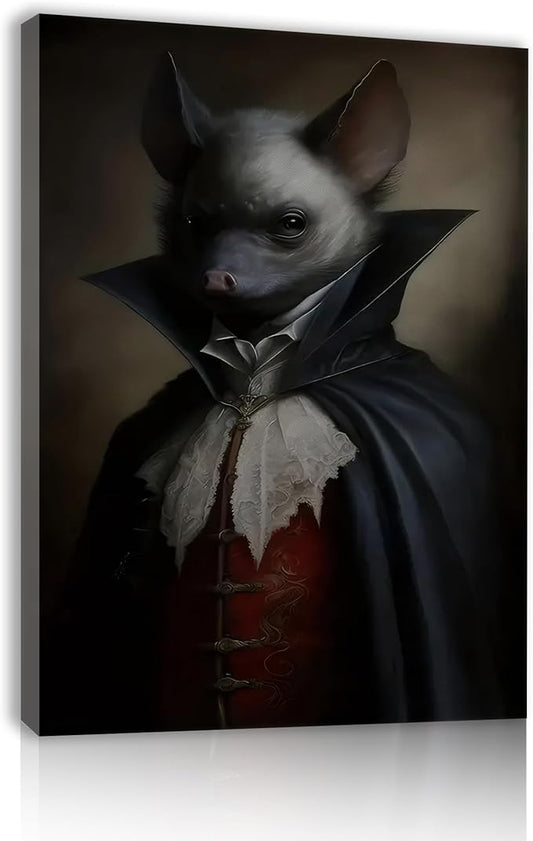 Jatinoo Gothic Bat Wall Art Canvas Print - 11.5x15 Inch Framed Vintage Poster, Dark Academia & Halloween Decor for Gothic Home, Aesthetic Room