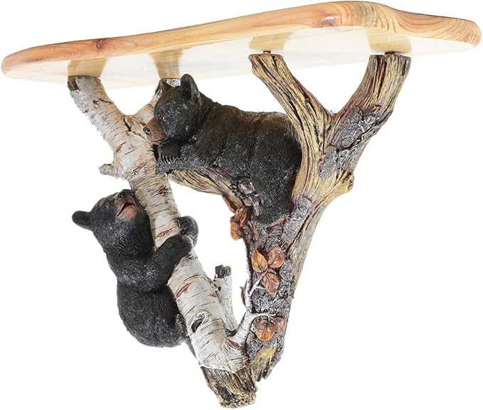 Black Forest Décor Bear on Tree Wall Shelf