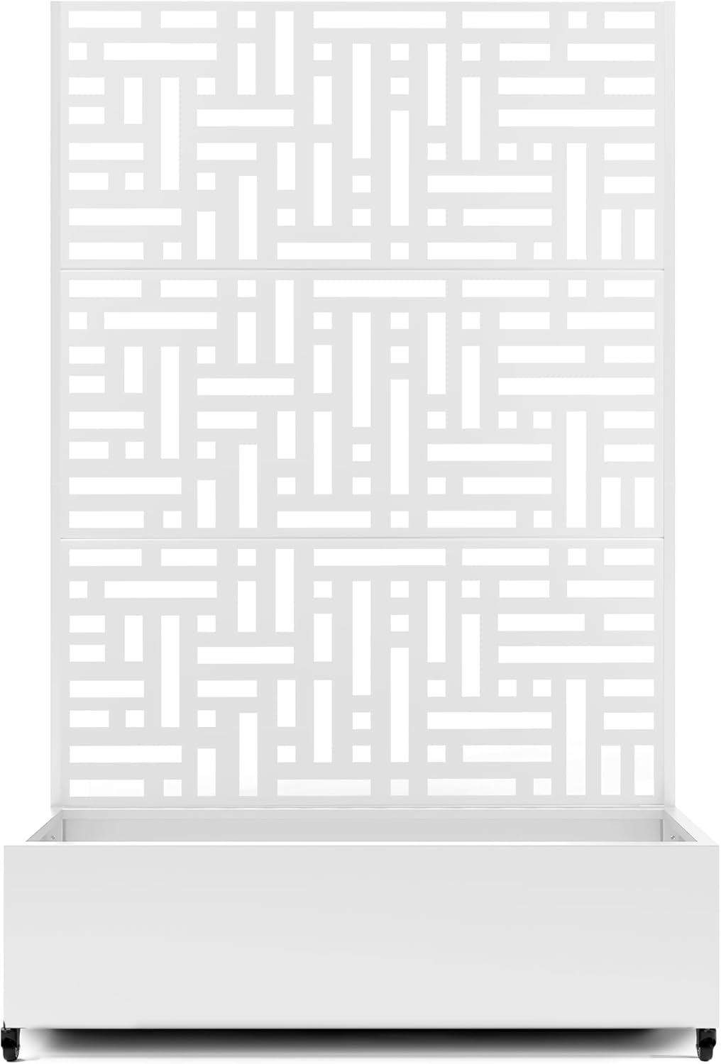 Raised Garden Bed with Trellis and Wheels,73"x47"x16" Metal Raised Garden Bed,White Modern Metal Planter with Climbing Trellis for Vines & Vegetables