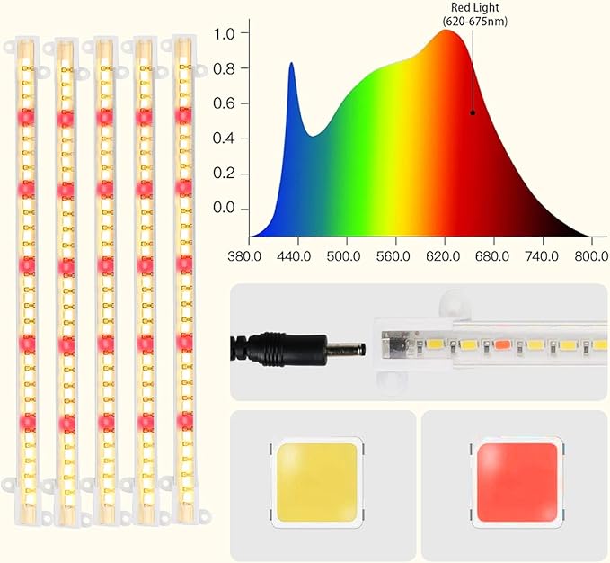 Grow Light Strips, LED 150-Bulb 3500K Dimmable Full Spectrum Plant Growing Lamp Bars for Indoor Plants Hydroponic Veg Succulent Seedling, Daisy-Chain Design