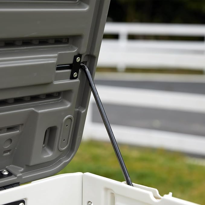 100 GAL Resin Deck Box - Lockable Waterproof Outdoor Storage Bench for Patio Cushions, Garden Tools & Pool Accessories - Wood-Look Texture, White