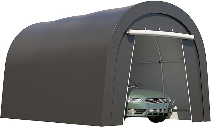 Wisteria Lane Domed Carport, Portable Garage with 2 Roll up Doors, Heavy Duty Car Canopy Party Tent, All-Season Storage Shelter Shed Carport for Motorcycle, Boat, Truck, or Garden Tools, 10' x 15'