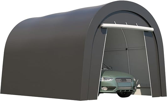 Wisteria Lane Domed Carport, Portable Garage with 2 Roll up Doors, Heavy Duty Car Canopy Party Tent, All-Season Storage Shelter Shed Carport for Motorcycle, Boat, Truck, or Garden Tools, 10' x 15'