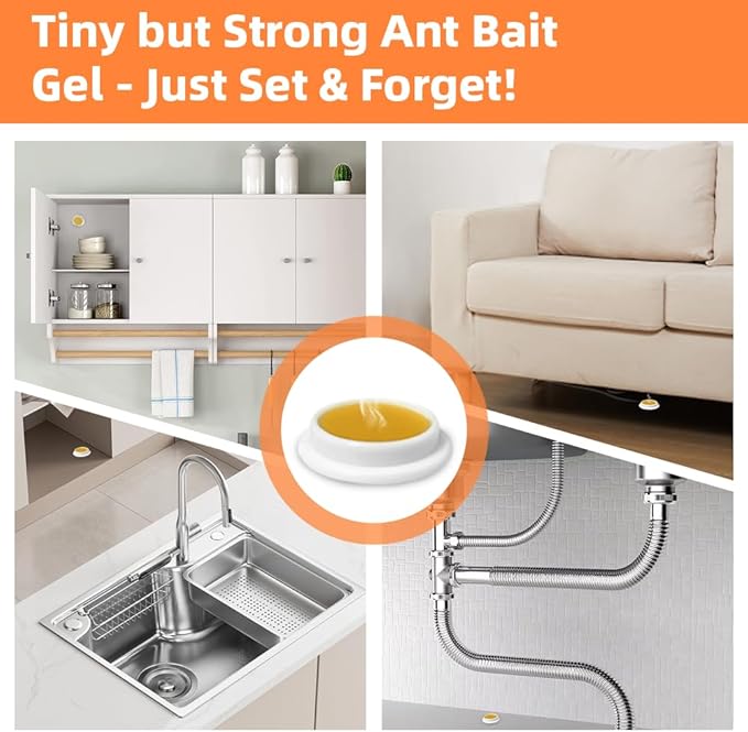 32 PCS Ant Killer Gel Bait Stations, Extra Strengthen Ant Bait Traps, Long-Lasting Effective Pest Gel for Carpenter Ants and Other Common Household Ants, No Mess Easy Use, Safe for Pets and Kids