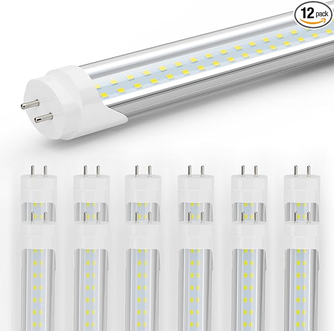 4FT LED Light Bulbs, Type A+B, 24W 3120 Lumen, 65W Equivalent, 6500K Bright White, T8 T10 T12 4 Foot Fluorescent Replacement for Office Shop Light, Remove Ballast or Plug & Play, 12 Pack