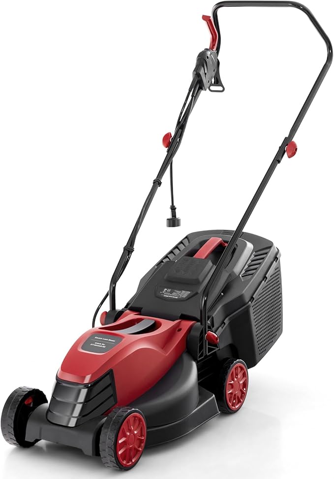 Goplus Lawn Mower, Electric Lawn Mowers with Grass Collection Box, 12 AMP Motor, 14" Cutting Deck, 3 Adjustable Cutting Positions, Walk-Behind Small Corded Lawnmower for Garden Farm Yard