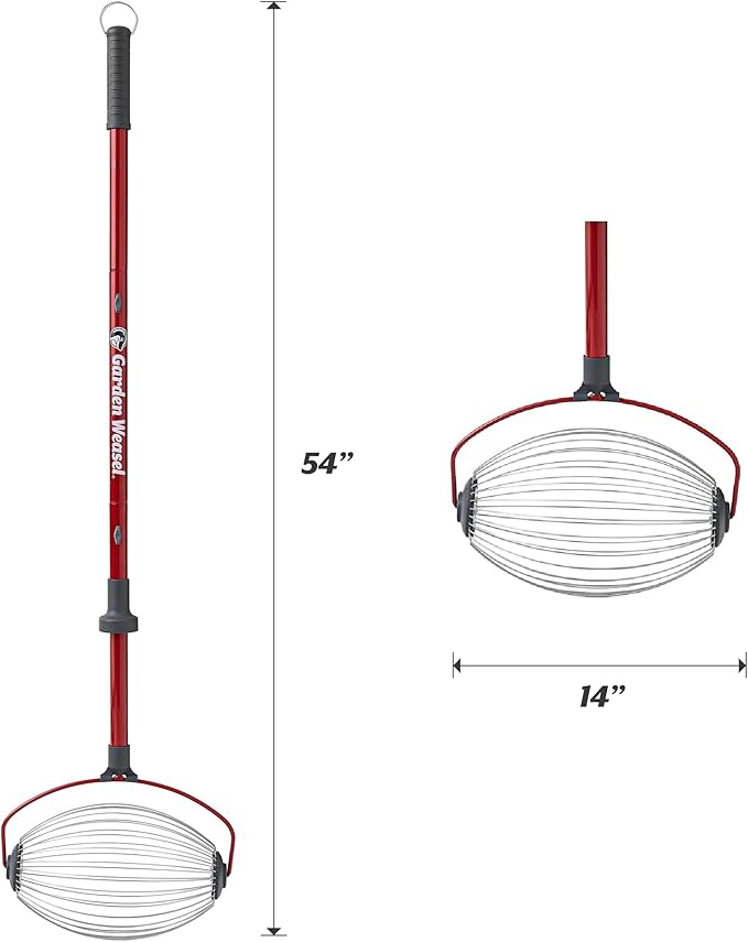 GARDEN WEASEL Large Nut Gatherer Roller – Nut Collector Tool for Walnuts, Sweet Gum Balls, Tennis Balls and More – Yard Picker Upper with Durable Cage and Ergonomic Handle - Newest Model
