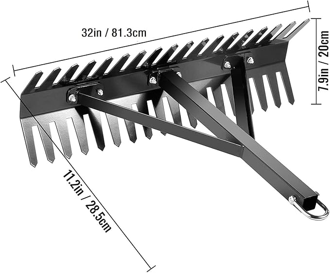 Pond Rake,Weed Removal Tool，Steel Blades 16-32 inch Aquatic Weed Rake, Double Sided Lake Weed Cutter, Clean Aquatic Weeds Muck Silt Lake Rakes, Lake Weed Rake with 66ft Rope (32 inch)