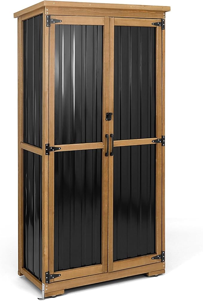 Outdoor Storage Cabinet Waterproof with Shelves, Outside Cabinets Weatherproof, Patio Backyard Pool Garden Garage Storage Cabinet Storage Shed Tool Organizer