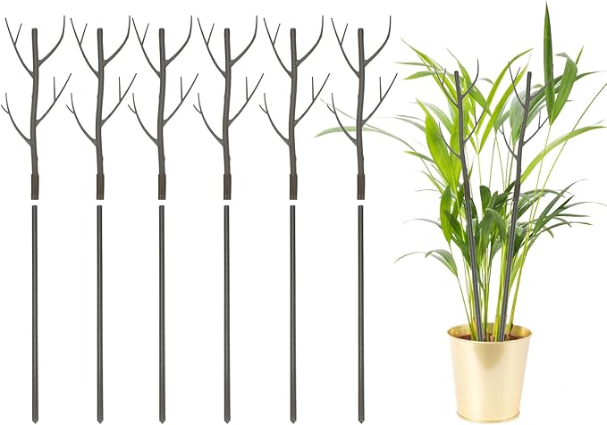 uxcell 6 Pcs Plant Support Stakes, 27.5" Twig Plant Stem Support Structures Garden Branches Plants Supports for House Potted Monstera Plants, Brown