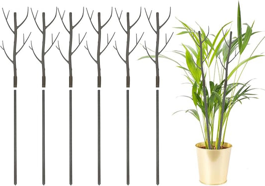 uxcell 6 Pcs Plant Support Stakes, 27.5" Twig Plant Stem Support Structures Garden Branches Plants Supports for House Potted Monstera Plants, Brown