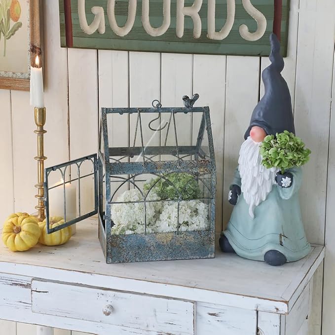 Vintage Glass Terrarium Greenhouse Large House Shape Plant Display Box Planter Container for Fern Moss Cacti Succulents Mordern Tabletop Decor Gardern DIY Kit Gift