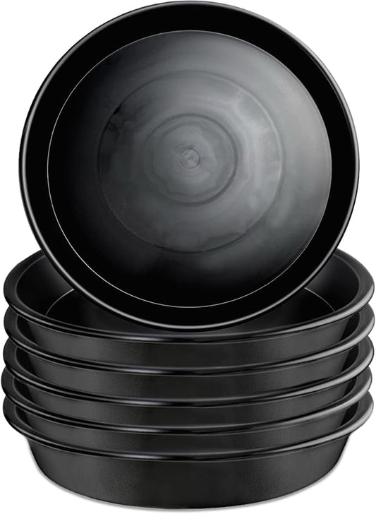 6 Pack 8 Inch Black Plant Saucers, Heavy Duty PP Plastic Plant Trays for Pots, Durable Flower Pot & Planter Saucers, Water Catcher Drip Trays Indoor Outdoor Use