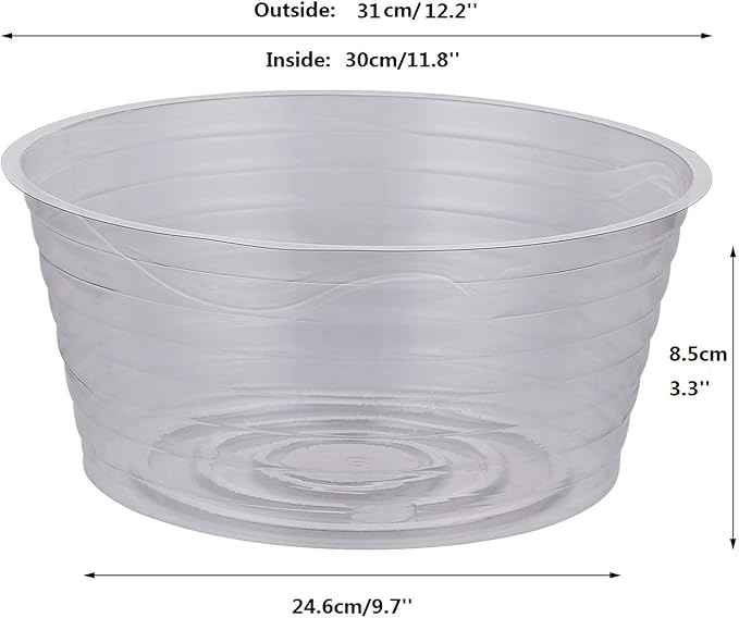 Idyllize 10 Pieces of 12 Inch Clear Thin Deep Plastic Plant Saucer Drip Tray for Pots (12'')